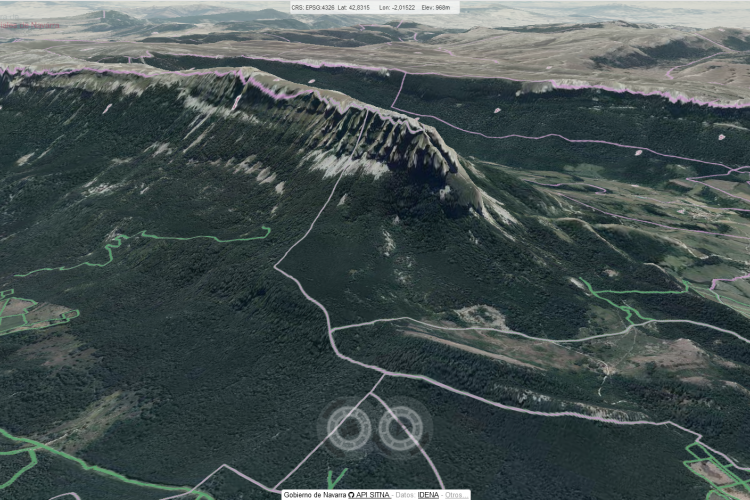 Fotografía de la sierra de San Donato en 3D del visor IDENA. 