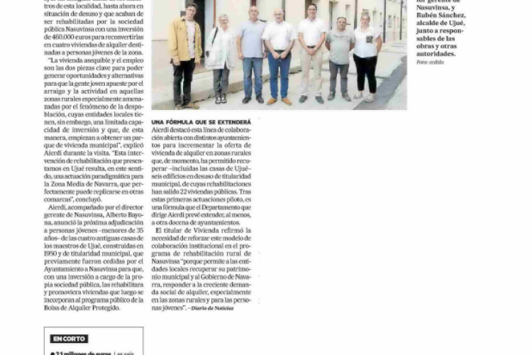 Fotografía del pantallazo de la noticia en la edición impresa del Diario de Noticias
