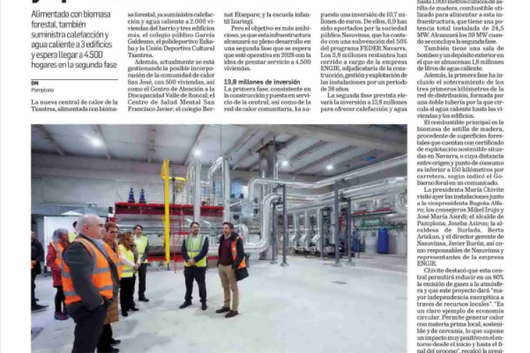 Fotografía del pantallazo de la noticia en la edición impresa del Diario de Navarra