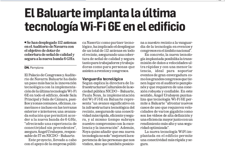 Fotografía del pantallazo de la noticia en la edición impresa de Diario de Navarra
