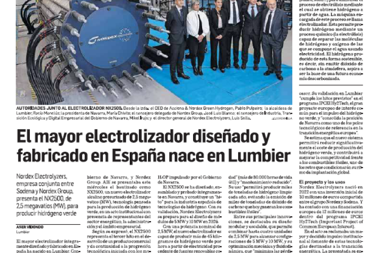 Fotografía del pantallazo de la noticia en la edición impresa de Diario de Navarra