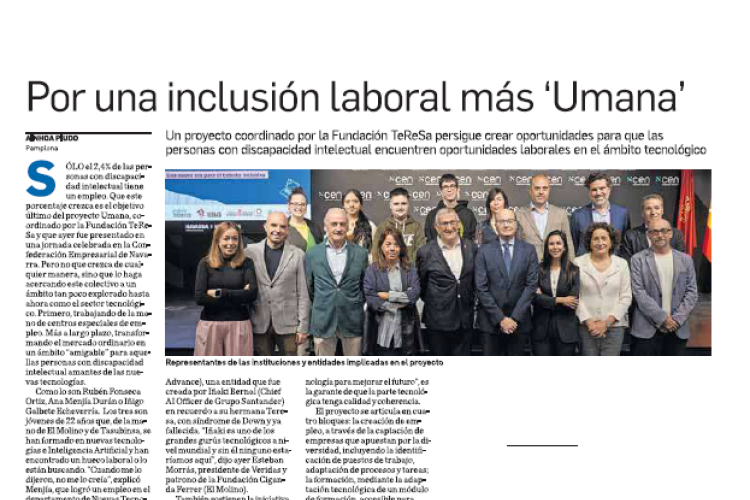 Fotografía del pantallazo de la noticia en la edición impresa de Diario de Navarra