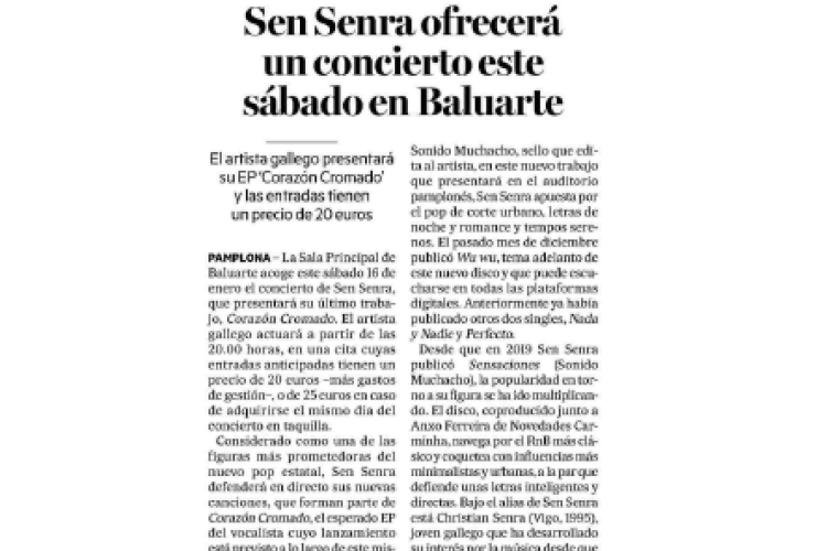 Noticia en la edición impresa del Diario de Noticias