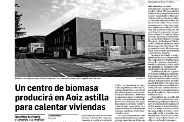 Pantallazo de la noticia en la edición impresa del Diario de Navarra