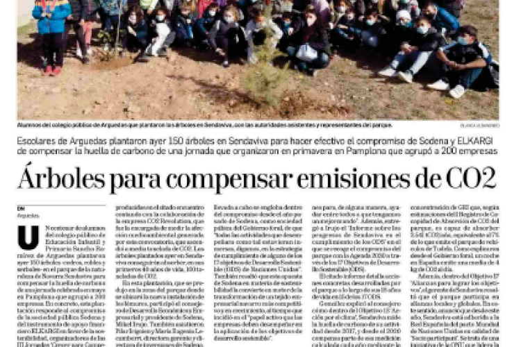 Fotografía del pantallazo de la noticia en la edición impresa del Diario de Navarra.