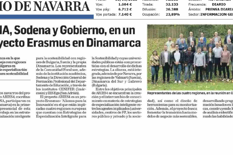 Fotografía del pantallazo de la noticia en la edición impresa del Diario de Navarra