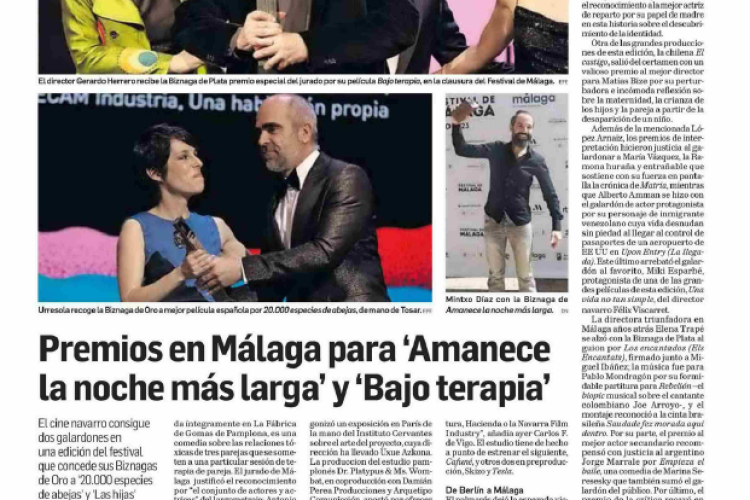 Fotografía del pantallazo de la noticia en la edición impresa del Diario de Navarra