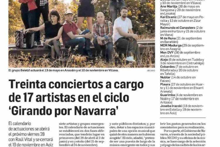Fotografía del pantallazo de la noticia en la edición impresa del Diario de Navarra