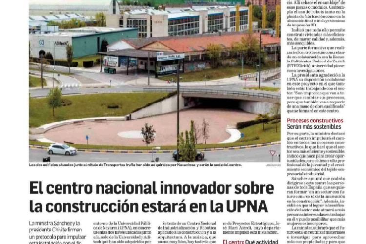 Fotografia del pantallazo de la noticia en la edición impresa del Diario de Navarra