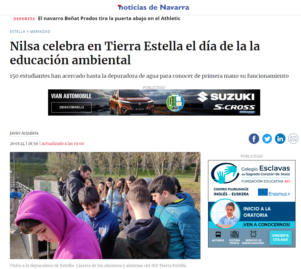 Fotografía del pantallazo de la noticia online de Diario de Noticias