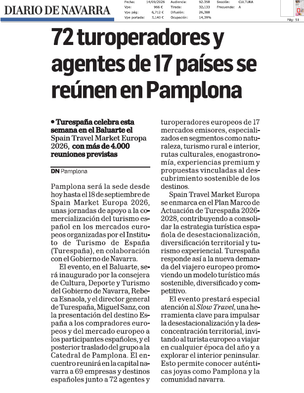 Fotografía del pantallazo de la noticia en la edición impresa del Diario de Navarra