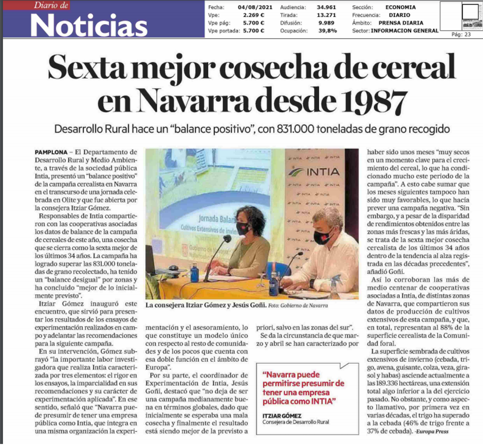 Recorte de la noticia publicada en la edición impresa de Diario de Noticias