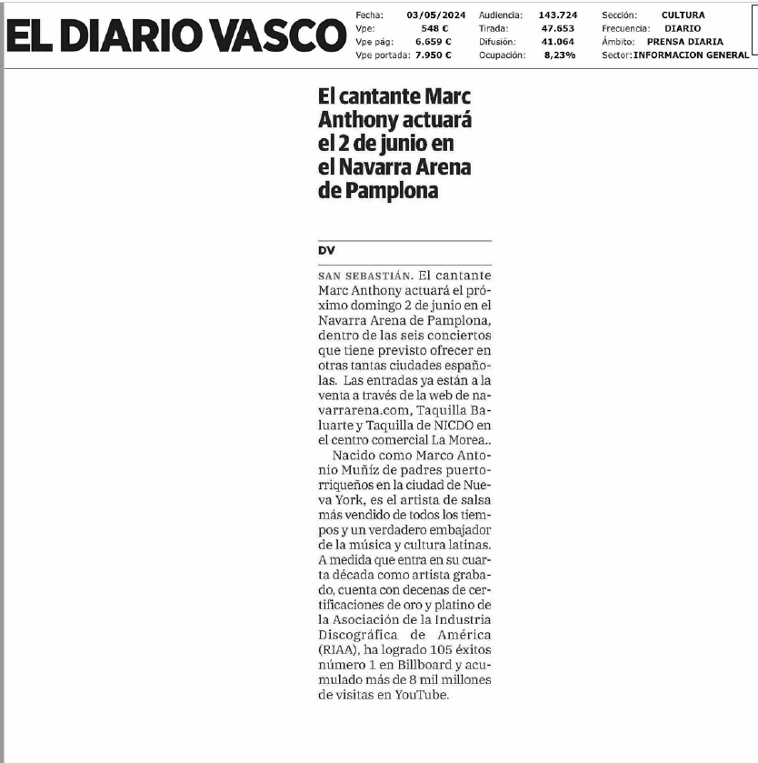 Fotografía del pantallazo de la noticia en la edición impresa en el Diario Vasco