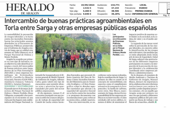 Fotografía del pantallazo de la noticia en la edición impresa de Heraldo de Aragón