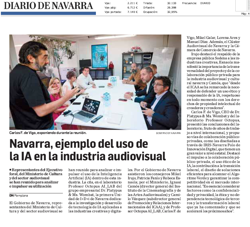 Fotografía del pantallazo de la noticia en la edición impresa del Diario de Navarra