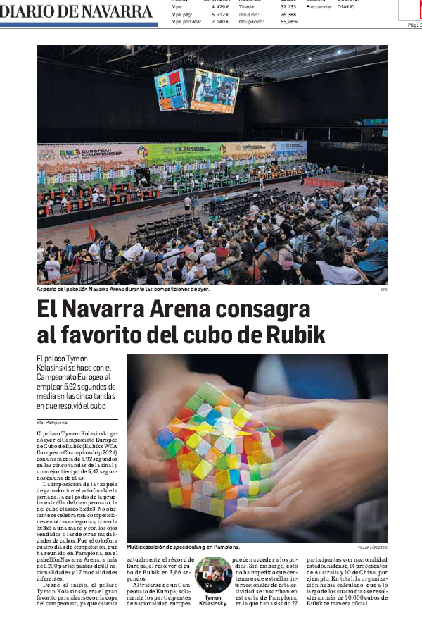 Fotografía del pantallazo de la noticia en la edición impresa del Diario de Navarra