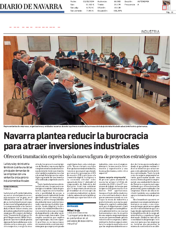 Fotografía del pantallazo de la noticia en la edición impresa de Diario de Navarra