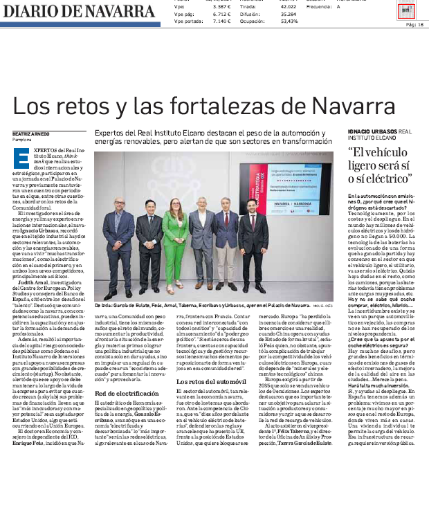 Fotografía del pantallazo de la noticia en la edición impresa de Diario de Navarra