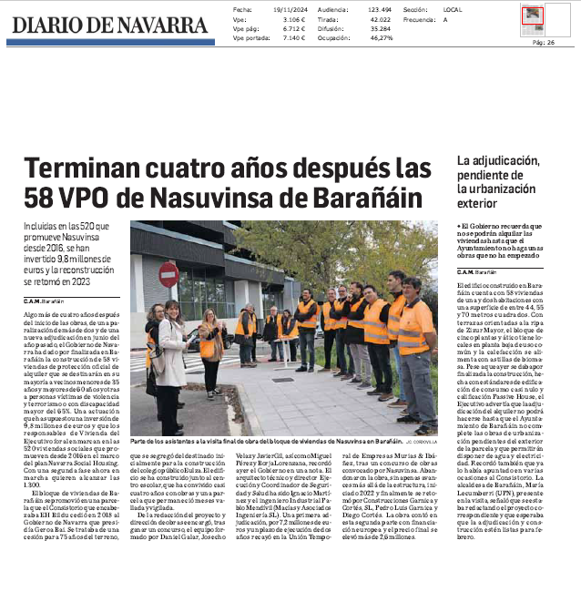 Fotografía del pantallazo de la noticia en la edición impresa de Diario de Navarra