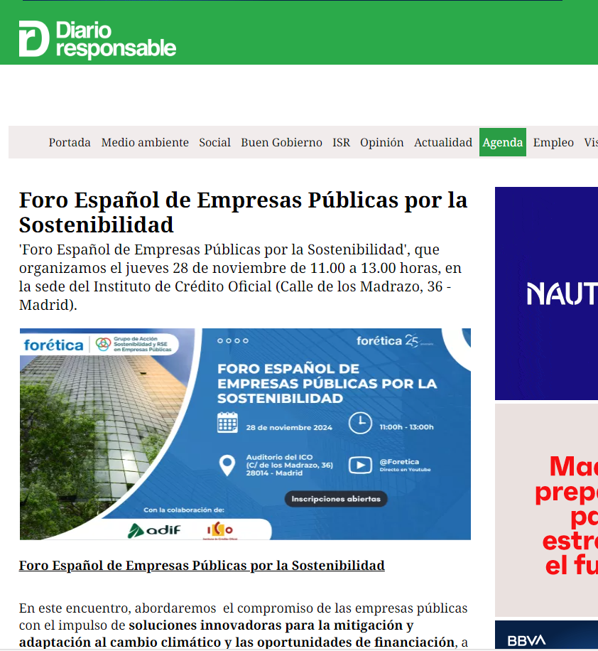 Fotografía del pantallazo de la noticia en la edición online de Diario Responsable