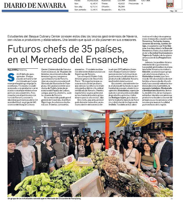 Fotografía del pantallazo de la noticia en la edición impresa de Diario de Navarra