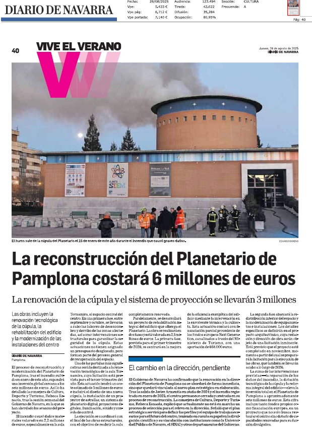 Fotografía del pantallazo de la noticia en la edición impresa del Diario de Navarra