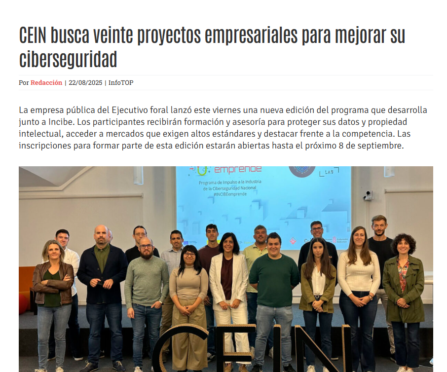 Fotografía del pantallazo de la noticia en la edición online de Navarra Capital 