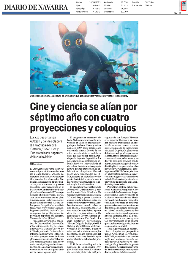 Fotografía del pantallazo de la noticia en la edición impresa del Diario de Navarra