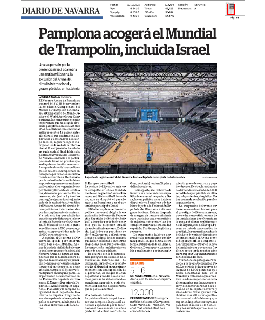 Fotografía del pantallazo de la noticia en la edición impresa de Diario de Navarra