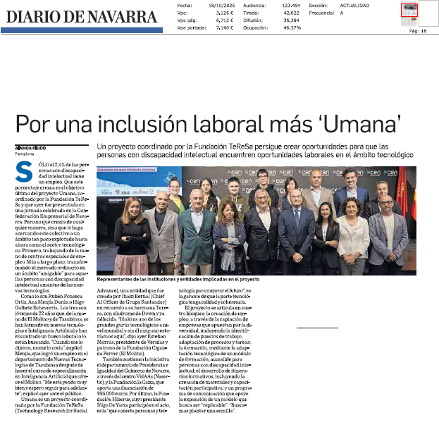 Fotografía del pantallazo de la noticia en la edición impresa de Diario de Navarra