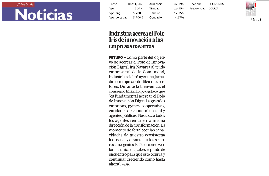 Fotografía del pantallazo de la noticia en la edición impresa de Diario de Noticias