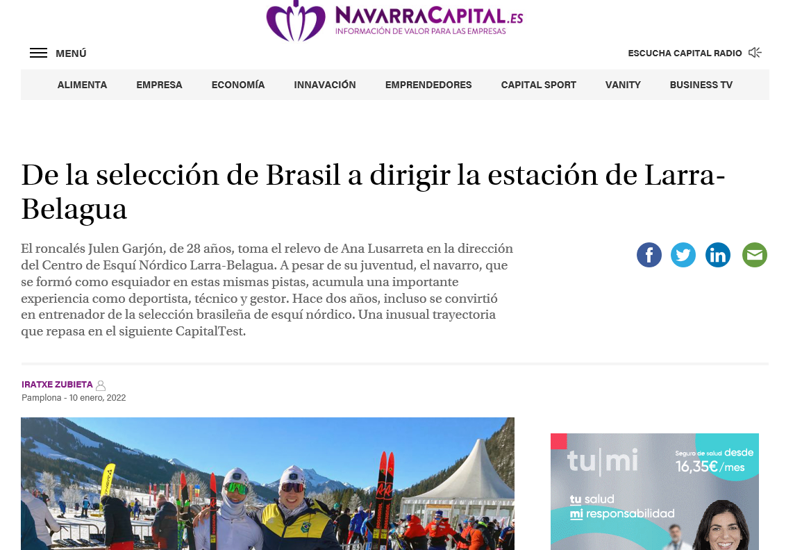 Fotografia del pantallazo de la noticia en la edición online de NavarraCapital