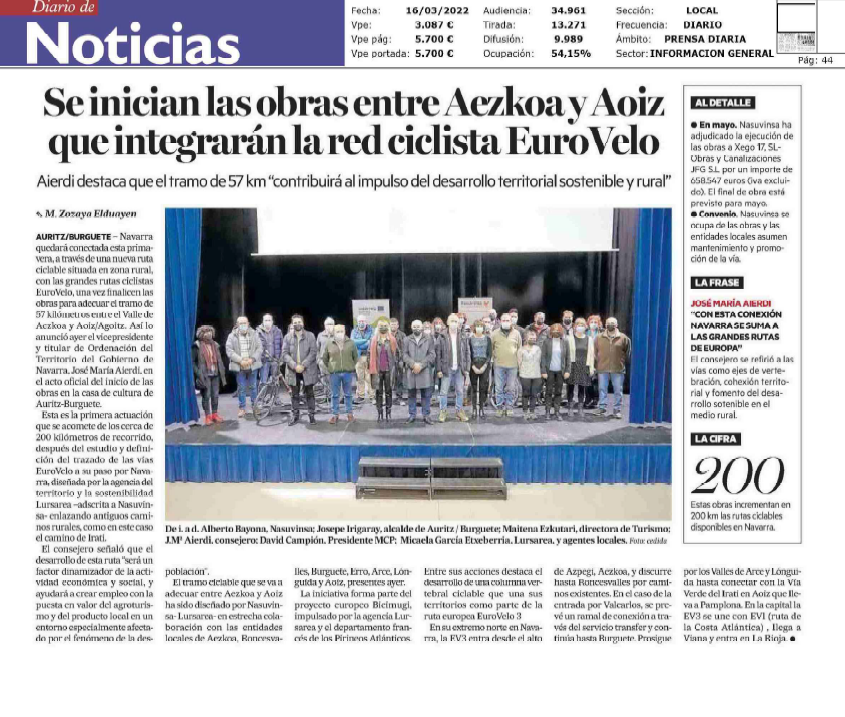 Fotografia del pantallazo de la noticia en la edición impresa del Diario de Noticias