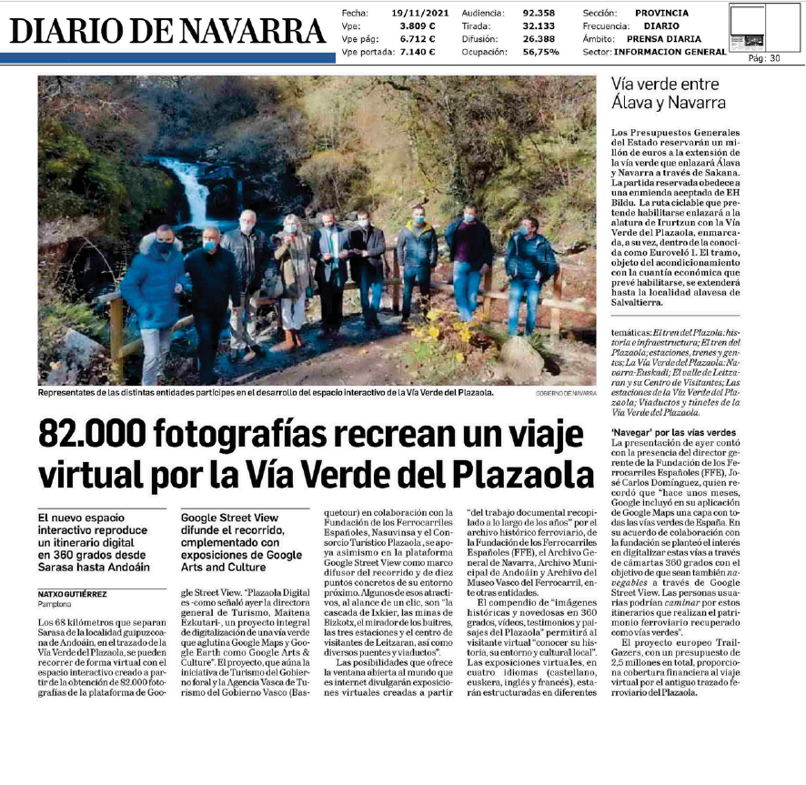 Fotografía del pantallazo de la noticia de la edición impresa del Diario de Navarra