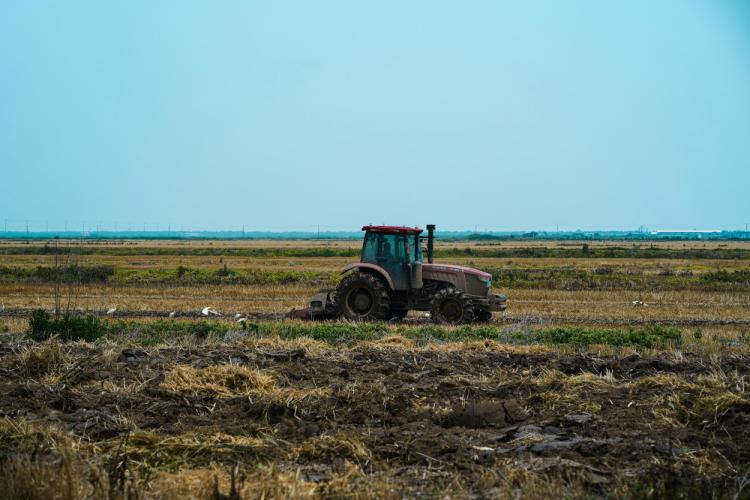 Un tractor laborando