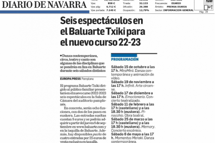 Fotografía del pantallazo de la noticia en la edición impresa del Diario de Navarra