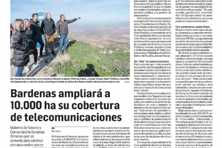 Fotografía del pantallazo de la noticia en la edición impresa del Diario de Navarra