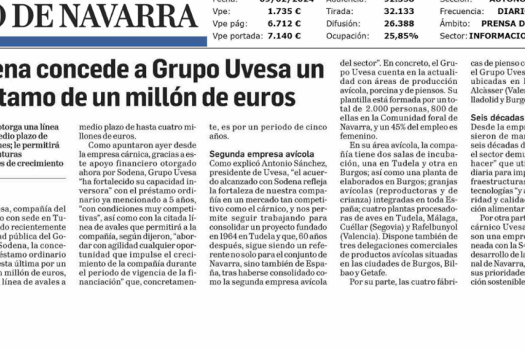Fotografía del pantallazo de la noticia en la edición impresa del Diario de Navarra