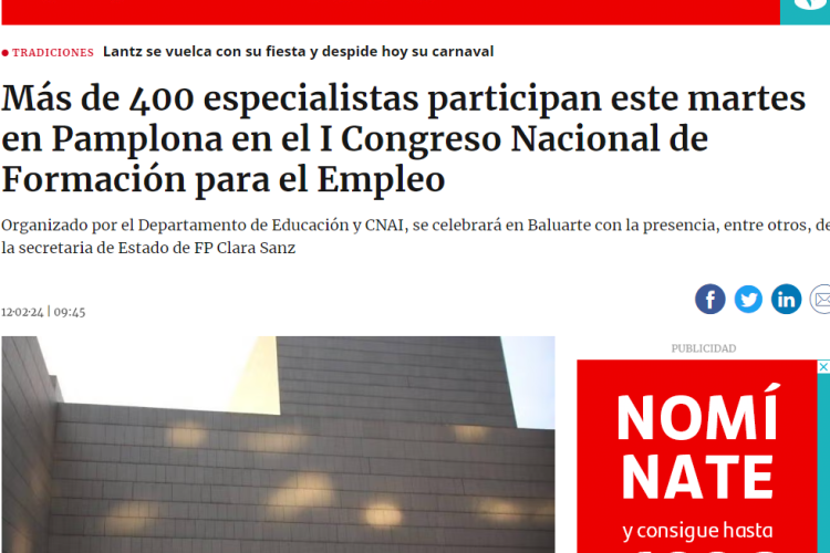 Fotografía del pantallazo de la noticia en la edición online del Diario de Noticias