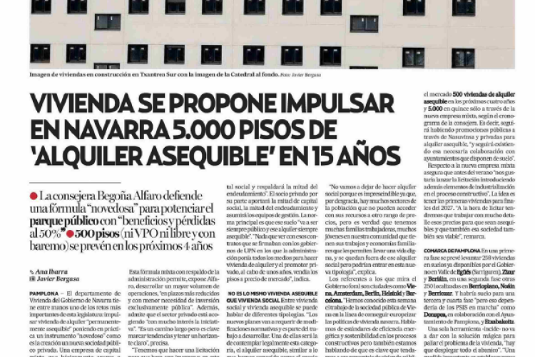 Fotografía del pantallazo de la noticia en la edición impresa de Diario de Noticias 