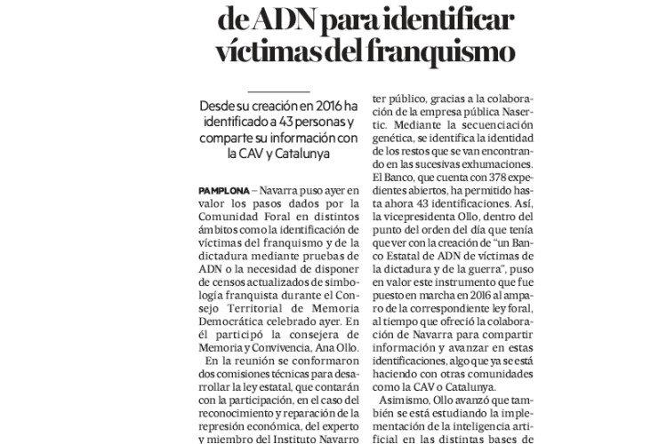 Fotografía del pantallazo de la noticia en la edición impresa de Diario de Noticias