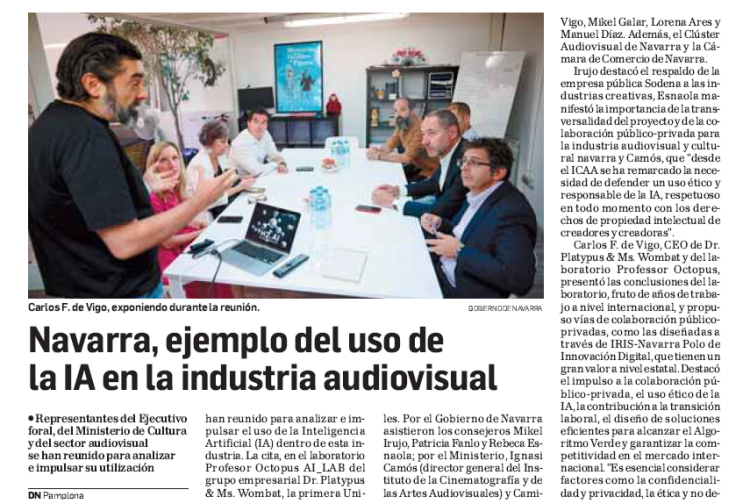 Fotografía del pantallazo de la noticia en la edición impresa del Diario de Navarra