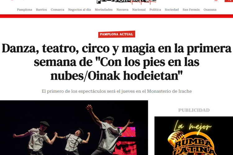 Fotografía del pantallazo de la noticia en la edición online de Pamplona Actual 