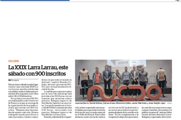 Fotografía del pantallazo de la noticia en la edición impresa de Diario de Navarra