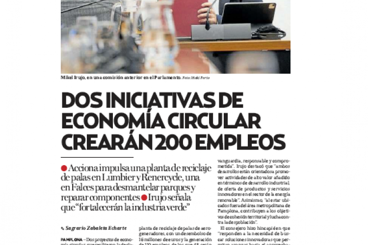 Fotografía del pantallazo de la noticia en la edición impresa de Diario de Noticias