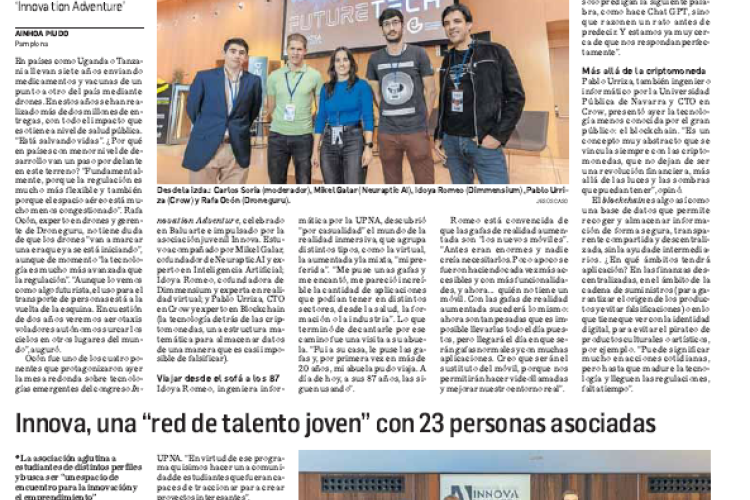 Fotografía del pantallazo de la noticia en la edición impresa del Diario de Navarra