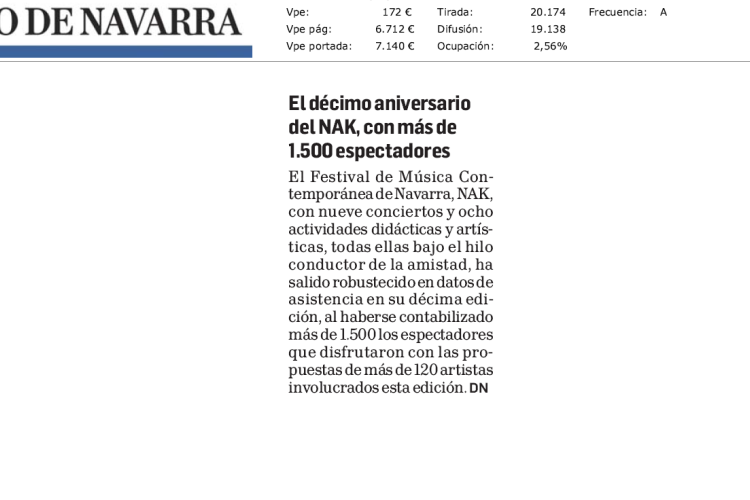 Fotografía del pantallazo de la noticia en la edición impresa del Diario de Navarra