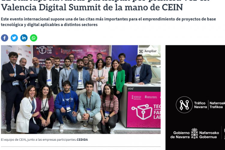 Fotografía del pantallazo de la noticia en la edición online de Diario de Navarra