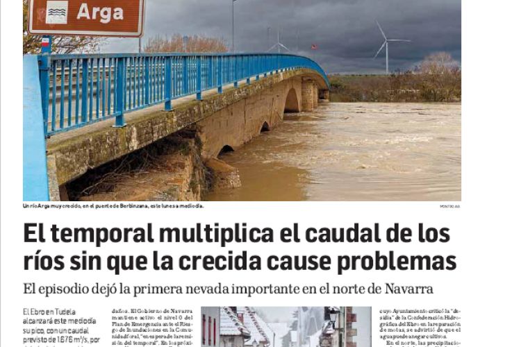 Fotografía del pantallazo de la noticia en la edición impresa de Diario de Navarra