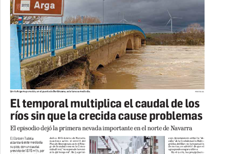 Fotografía del pantallazo de la noticia en la edición impresa de Diario de Navarra